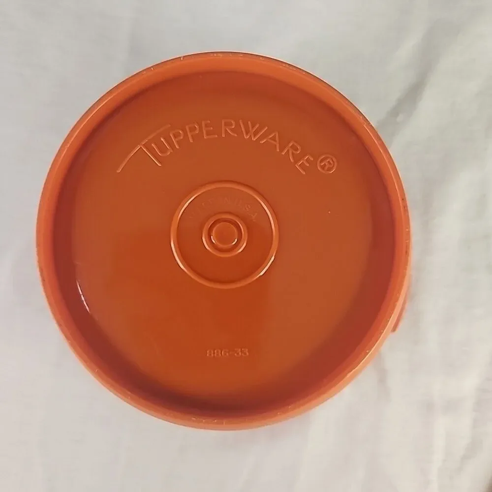 Canister Tupperware Servalier 886 Harvest Orange With Lid 812 Starburst Vintage